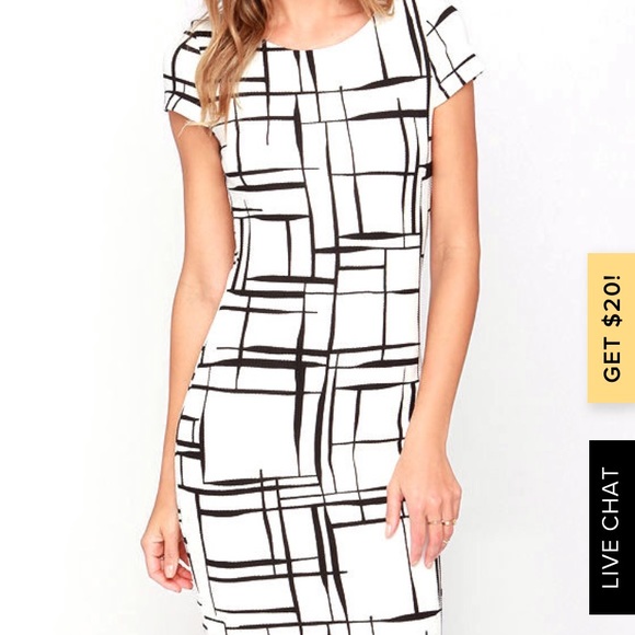 Lulus black and white print midi dress - Picture 2 of 6